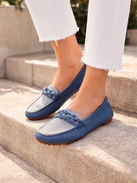 Rothy's Shoes - Rothy’s The Braid Driver Women’s Blue Knot Detail Loafers Sustainable Knit Flats